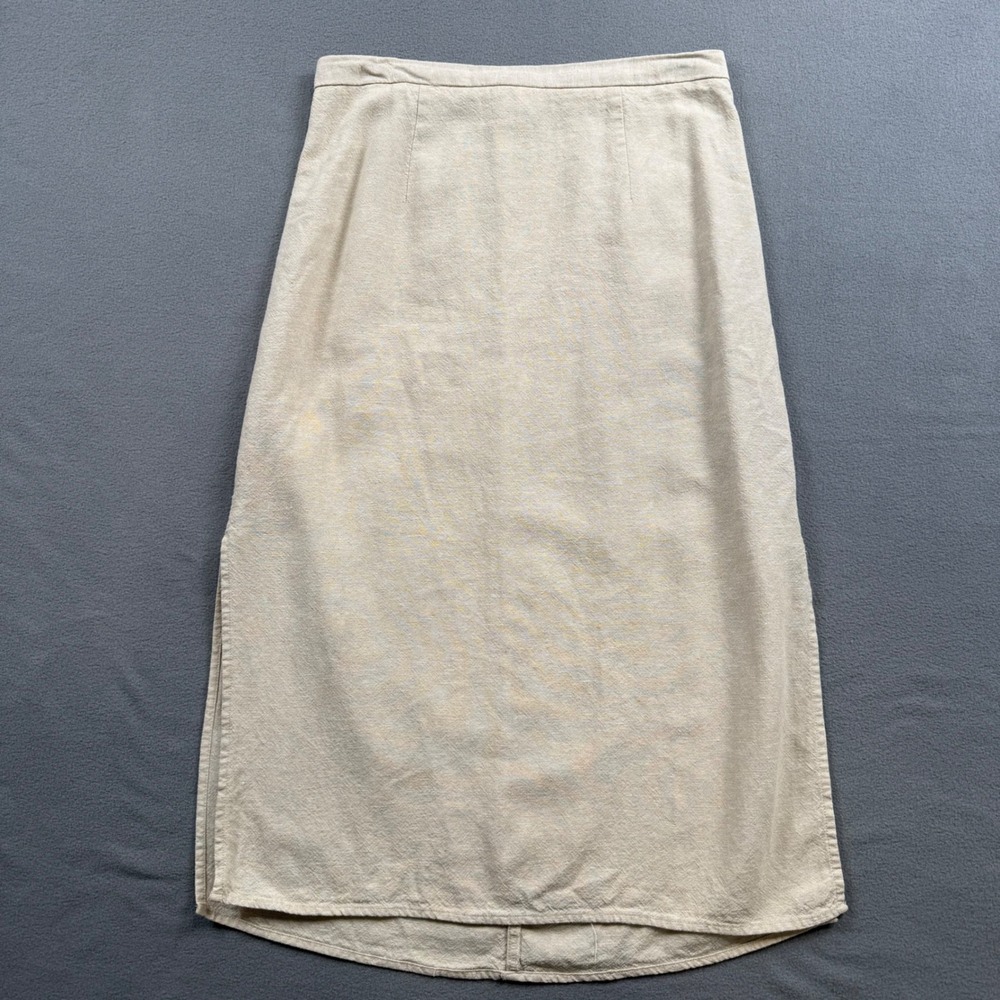Old Navy Midi Side Slits Neutral Skirt Linen Blend Coastal Resort S Petite